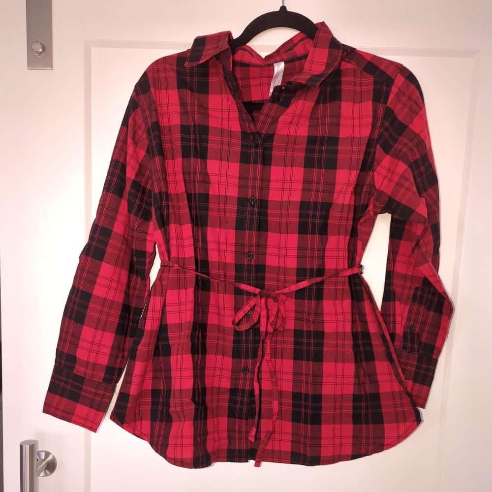 Plaid maternity top